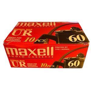 Maxell Audio Cassette Tapes 60 Min Box Of 10 Sealed